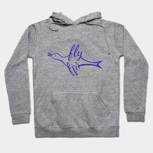 "Fly" bird minimalist artwork purple Hoodie